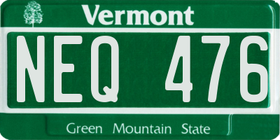 VT license plate NEQ476