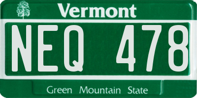 VT license plate NEQ478
