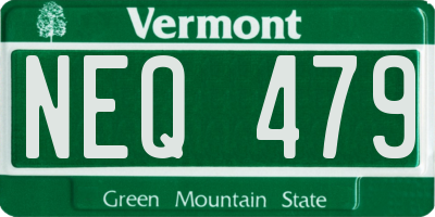 VT license plate NEQ479