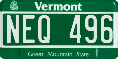 VT license plate NEQ496