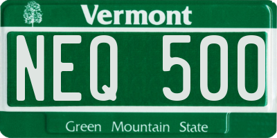 VT license plate NEQ500