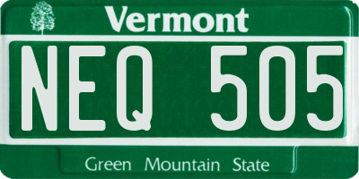 VT license plate NEQ505