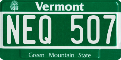 VT license plate NEQ507