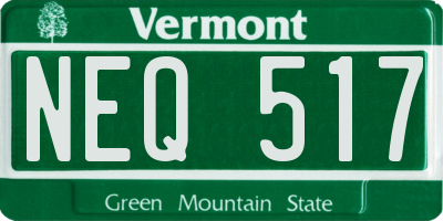 VT license plate NEQ517