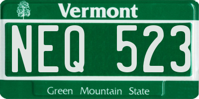 VT license plate NEQ523