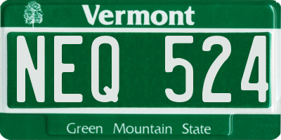 VT license plate NEQ524
