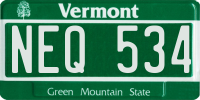 VT license plate NEQ534