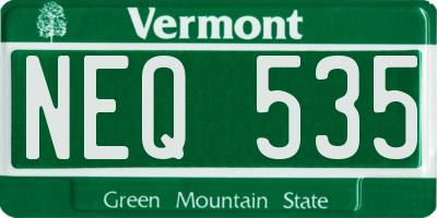 VT license plate NEQ535