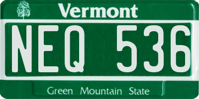 VT license plate NEQ536