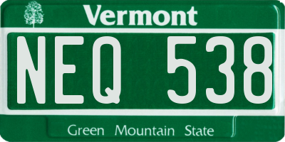 VT license plate NEQ538