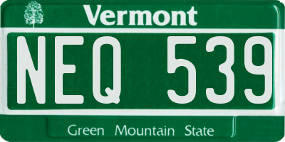 VT license plate NEQ539