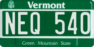 VT license plate NEQ540