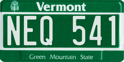 VT license plate NEQ541