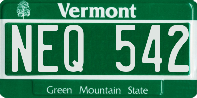 VT license plate NEQ542
