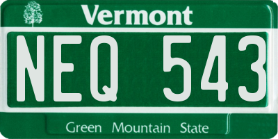 VT license plate NEQ543