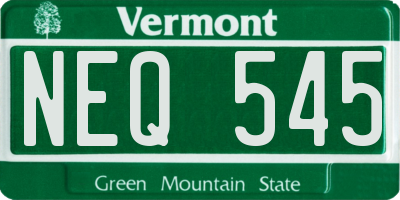 VT license plate NEQ545