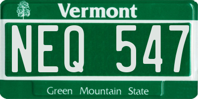 VT license plate NEQ547
