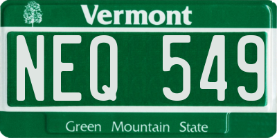VT license plate NEQ549