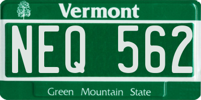 VT license plate NEQ562