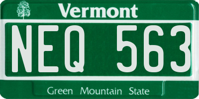 VT license plate NEQ563