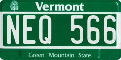 VT license plate NEQ566