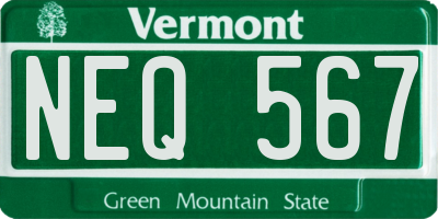 VT license plate NEQ567