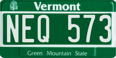 VT license plate NEQ573
