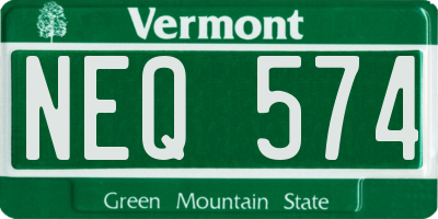 VT license plate NEQ574