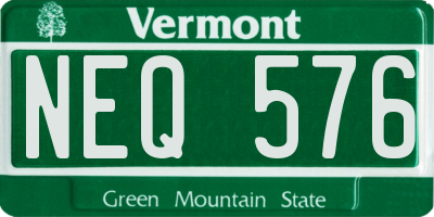 VT license plate NEQ576