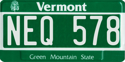 VT license plate NEQ578