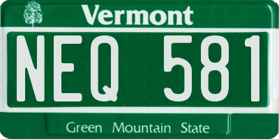 VT license plate NEQ581