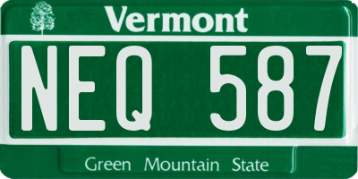 VT license plate NEQ587