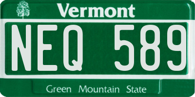 VT license plate NEQ589
