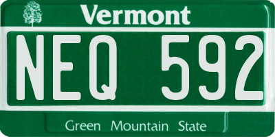 VT license plate NEQ592