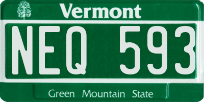 VT license plate NEQ593