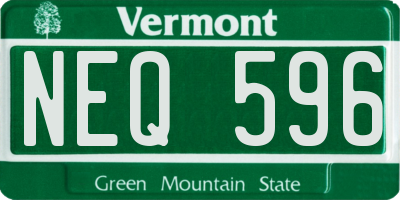 VT license plate NEQ596