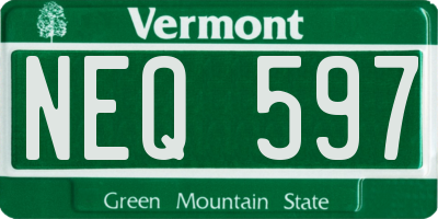 VT license plate NEQ597