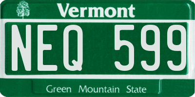 VT license plate NEQ599
