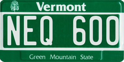VT license plate NEQ600