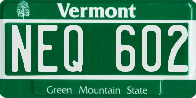 VT license plate NEQ602