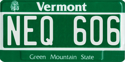 VT license plate NEQ606