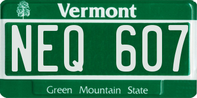 VT license plate NEQ607
