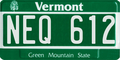 VT license plate NEQ612
