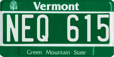 VT license plate NEQ615