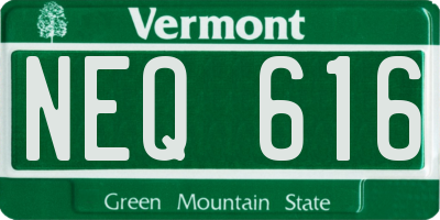 VT license plate NEQ616