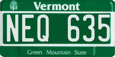 VT license plate NEQ635