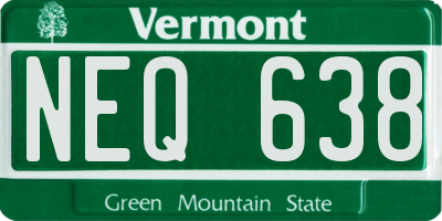 VT license plate NEQ638
