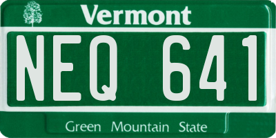 VT license plate NEQ641