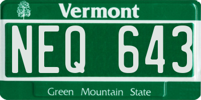 VT license plate NEQ643