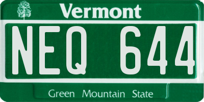 VT license plate NEQ644